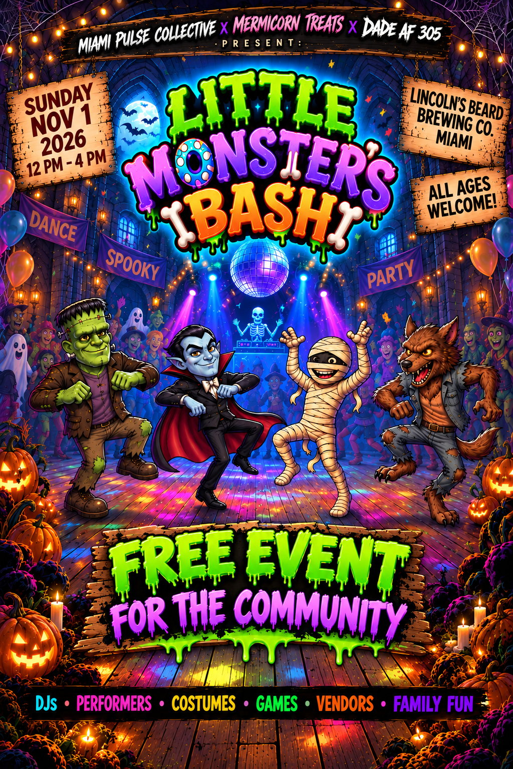 Little Monsters Bash, November 1 from 12 PM to 4 PM at Lincoln's Beard in Miami
