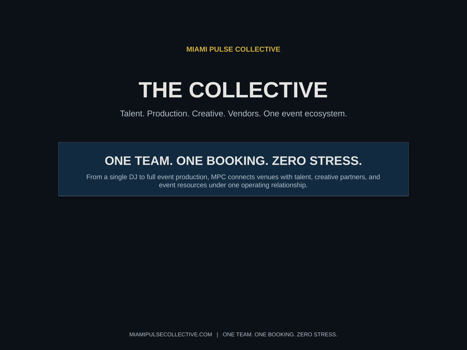Miami Pulse Collective partnership deck page 1